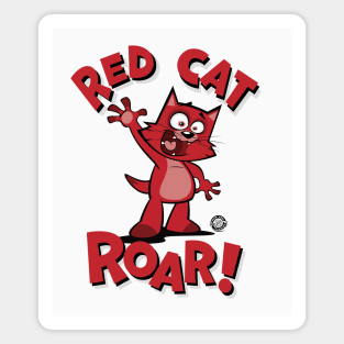 Red Cat Roar Waving Magnet